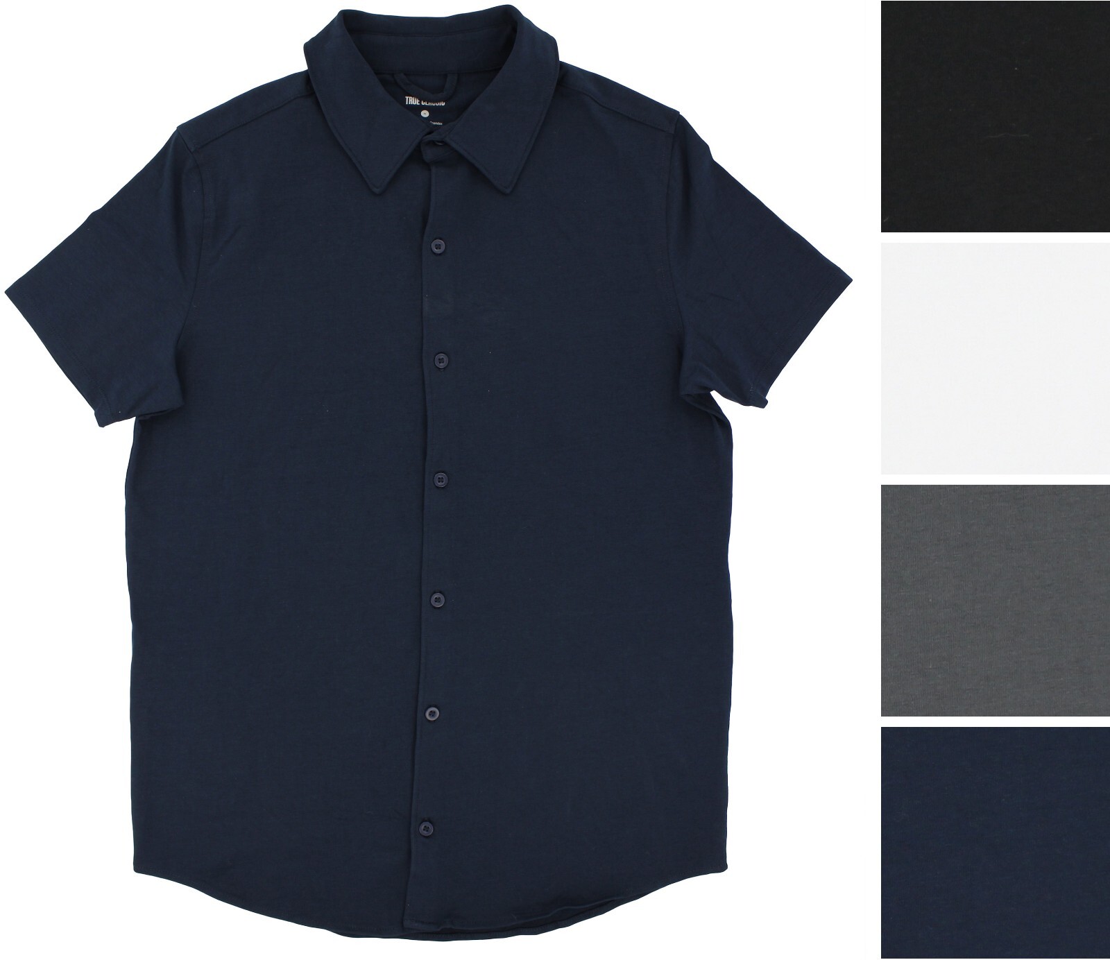 True Classic Men’s Knit Shirt Casual Short Sleeve Multi-Stretch Button-Up