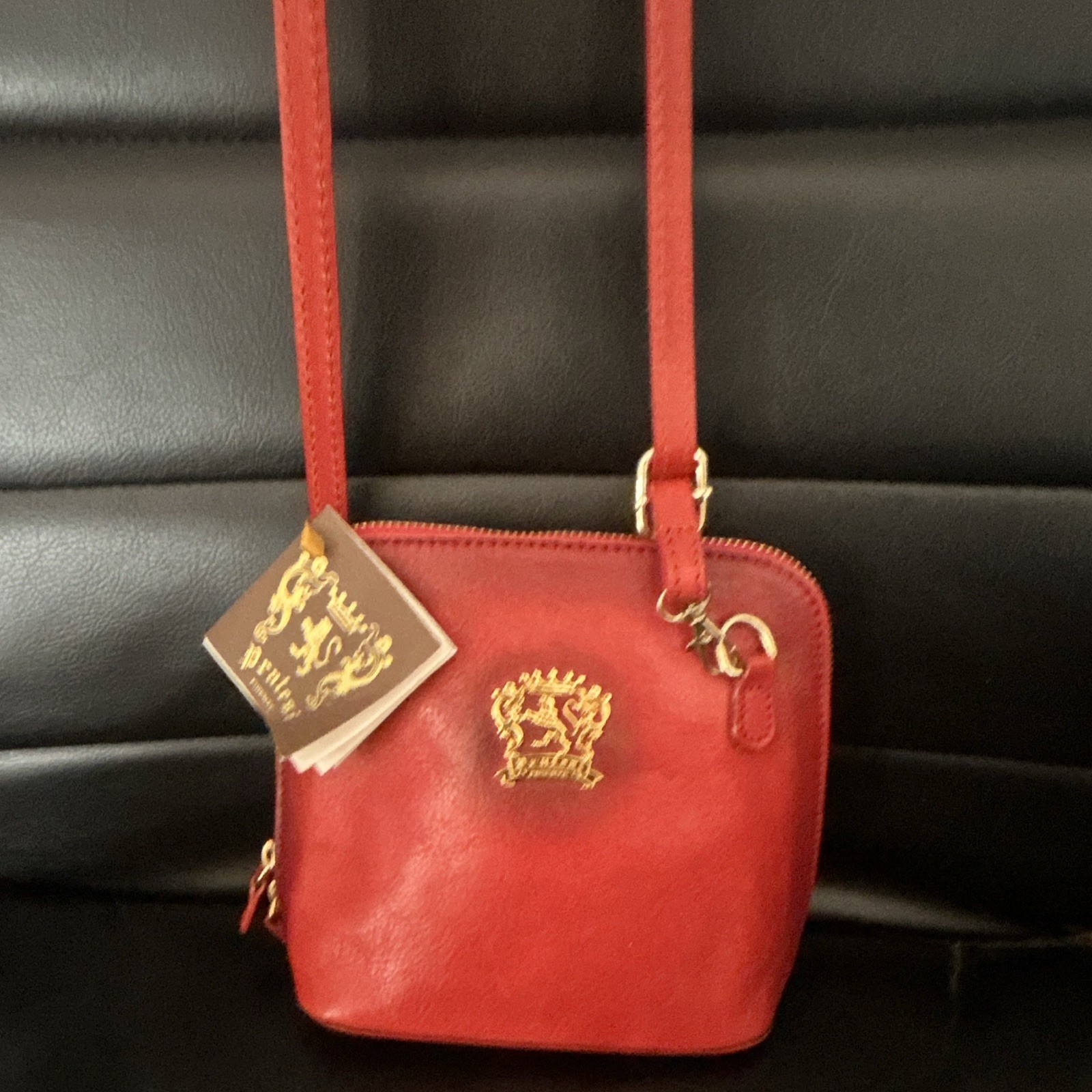 Buxton Red Solid Crossbody Bag Gold Hardware Zip Closure Inner/Outer Pockets