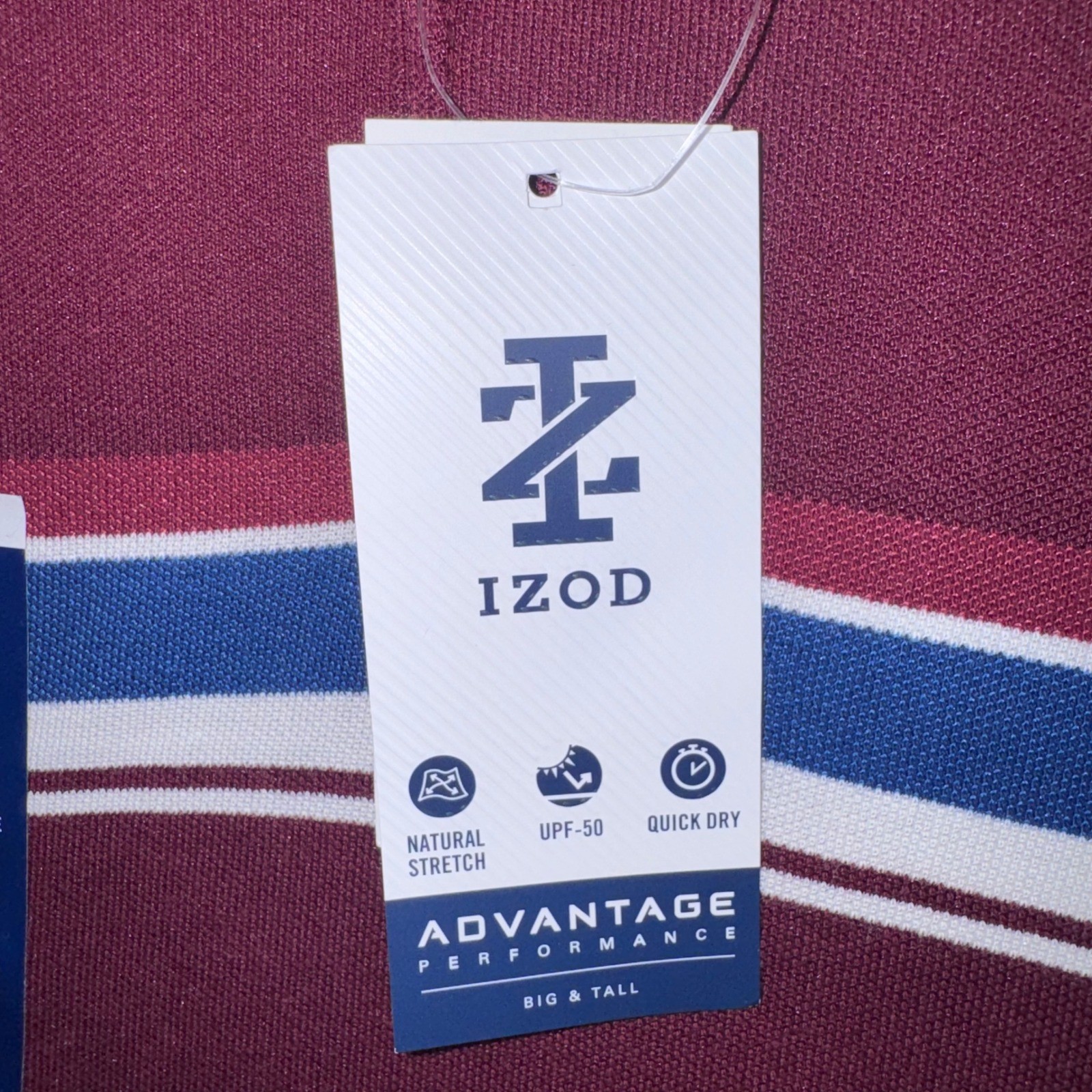 IZOD Advantage Performance Polo Mens Stretch Maroon 2XB NEW