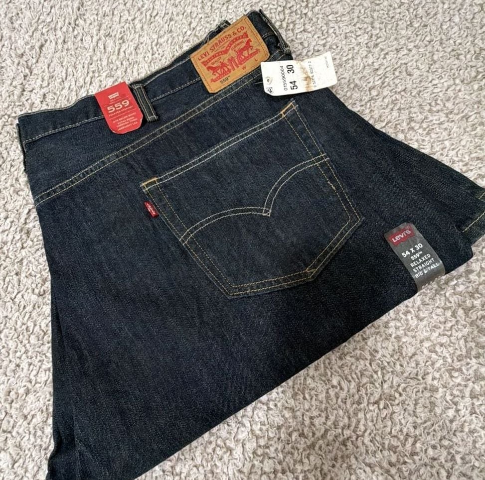 Levi’s 559 Relaxed Straight Fit Big & Tall Jeans, Dark Wash, 54×30. NWT