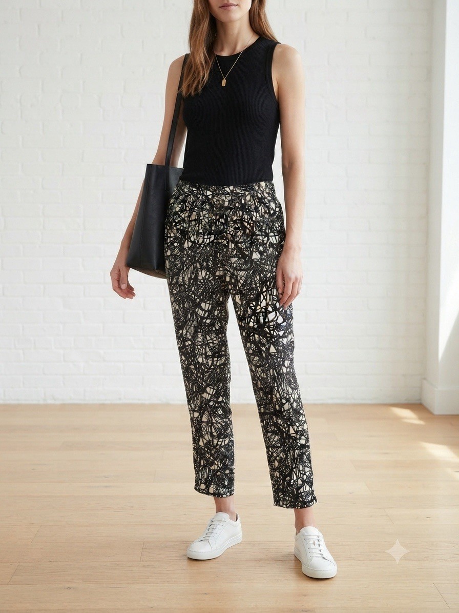 Trouvé Geometric Abstract Pattern Pull-On Casual Pants Size Extra Small