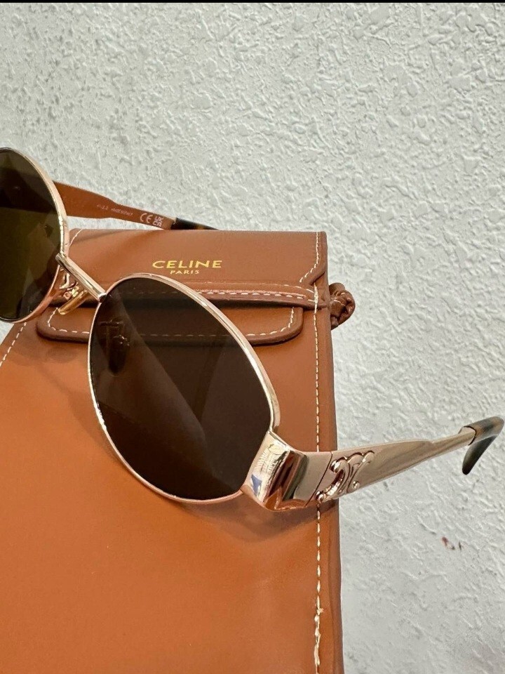 Celine Triomphe Metal Sunglasses oval
