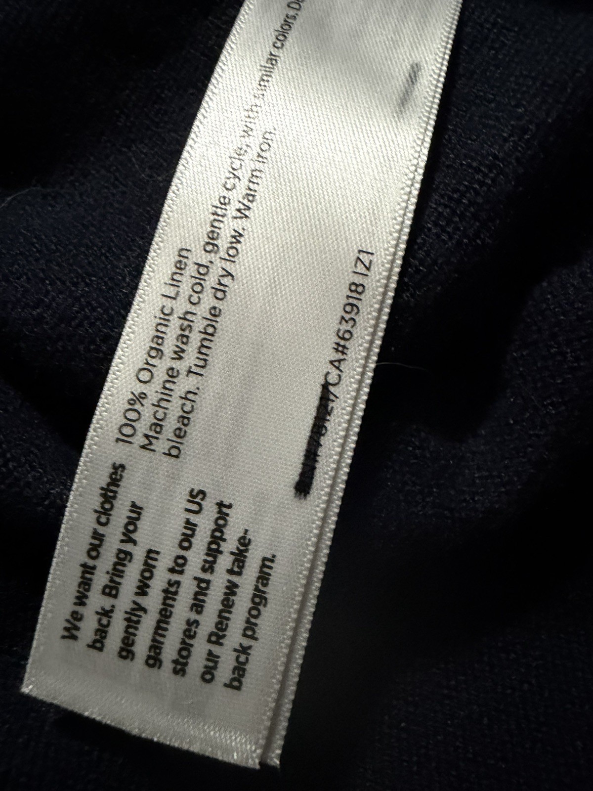 Eileen Fisher navy blue organic linen long dress with pockets XS NWT