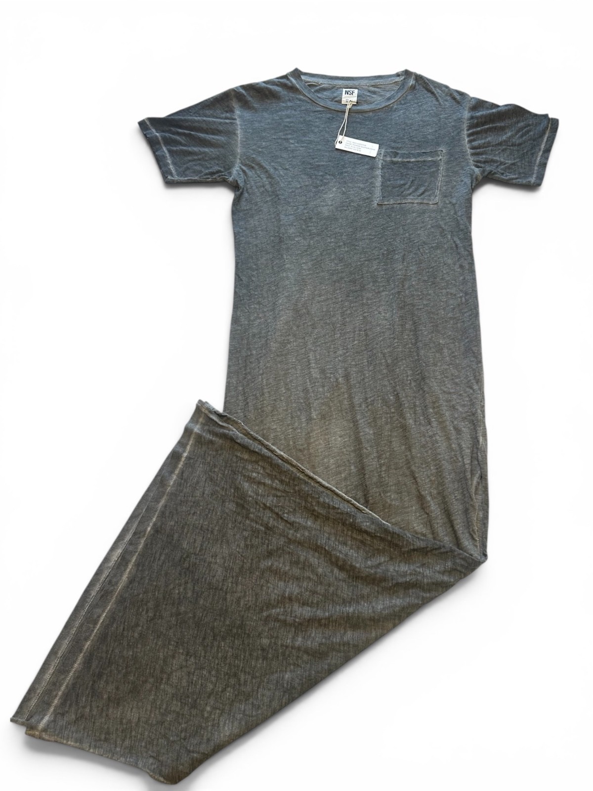 NSF Clothing Gray Slub Cotton Maxi T-Shirt Dress