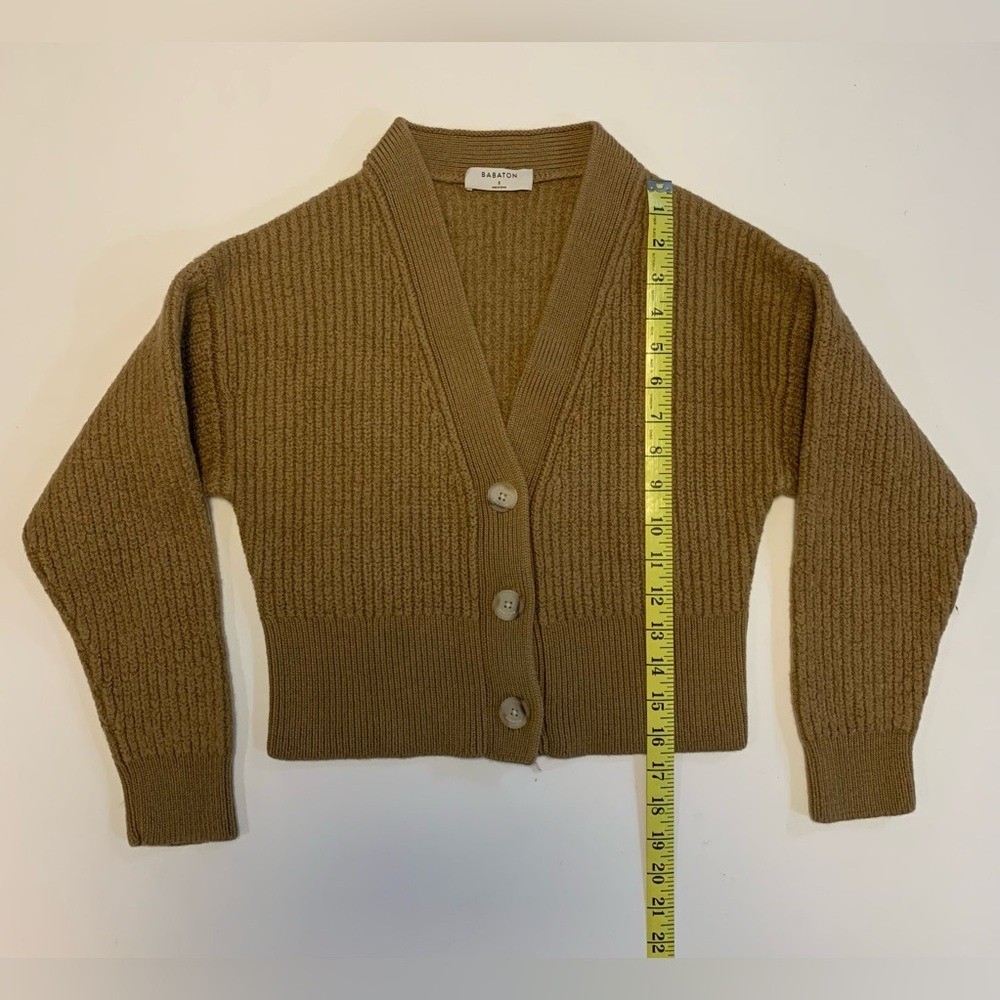 Babaton Retro Cropped 100% Merino Wool Cardigan – Size Small