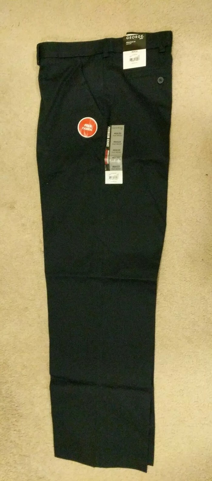 Mens George Flat Front Pants,Navy, Khaki or black ,40 by 32
