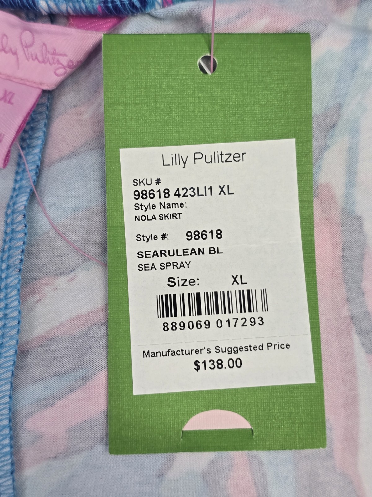 Lilly Pulitzer Nola Skirt Maxi Multicolor Searulean Sea Spray XL NWT Style 98618