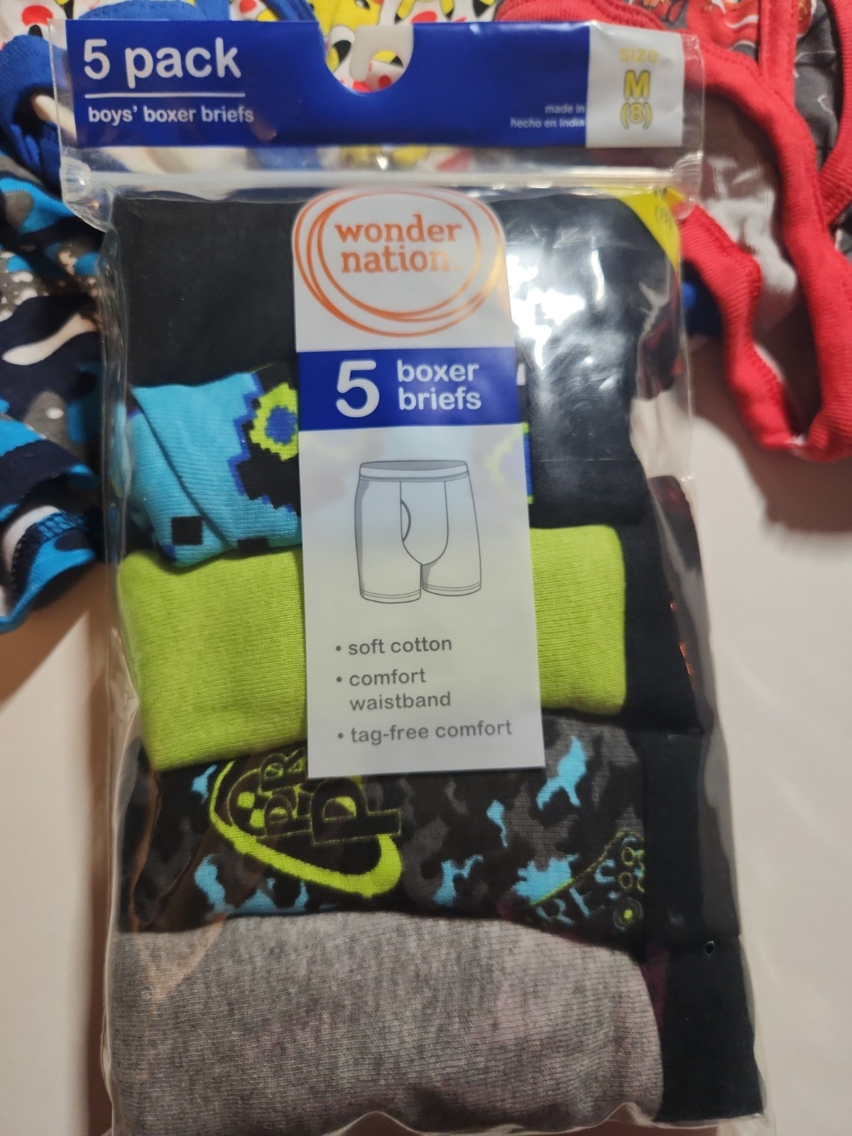 Wonder Nation. 5 Pairs Brand New Boys Boxer Briefs. Plus 3 Bonus Briefs. Size 8