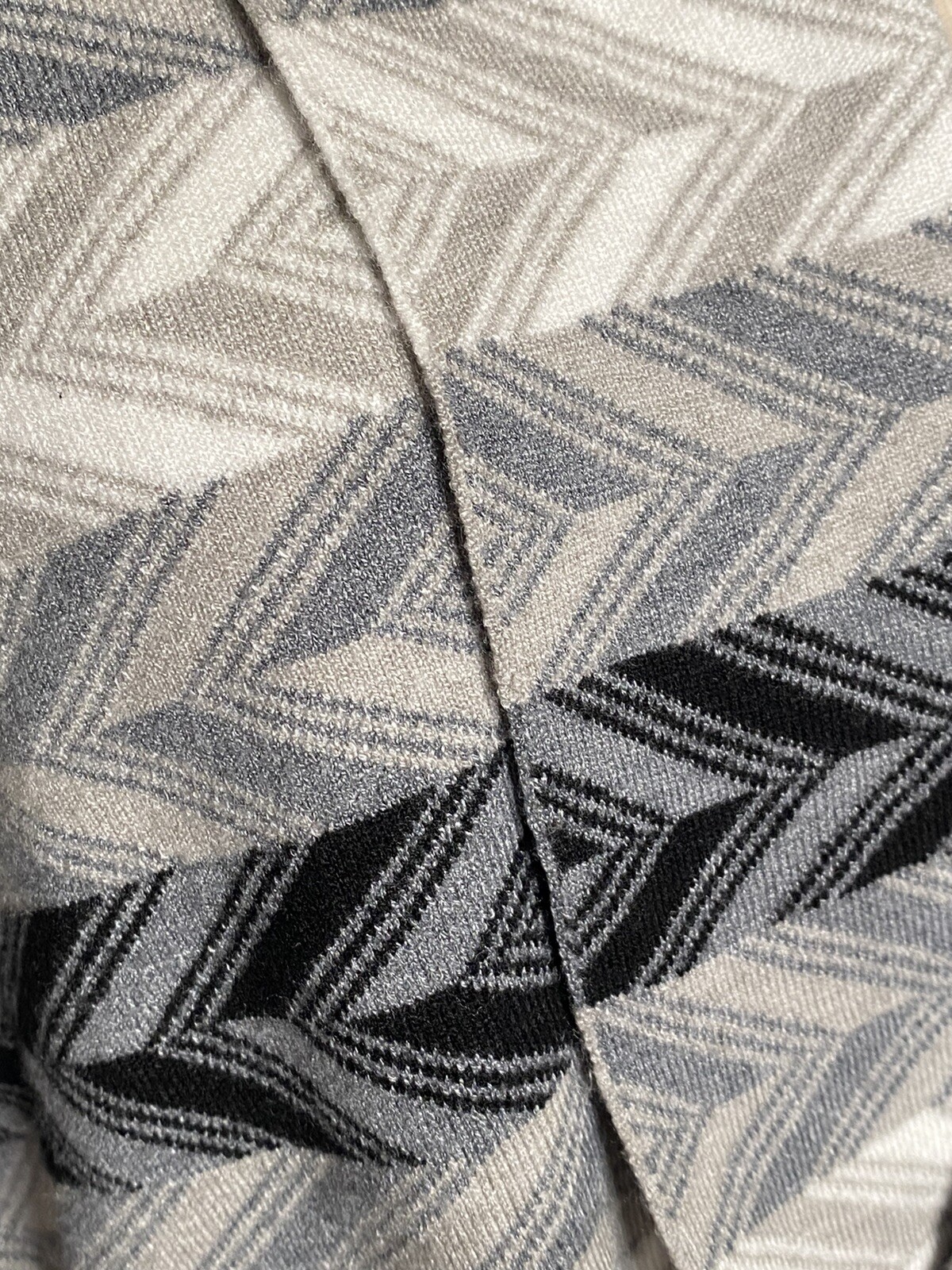 Adrienne Vittadini Tightly Woven Cardigan Sweater Med Gray Blue Beige Chevron