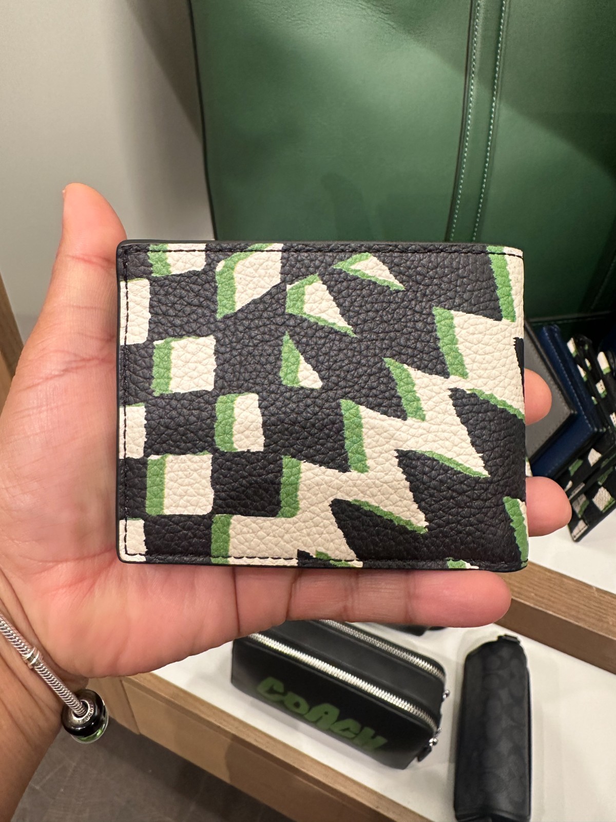 BN Coach slim wallet with geo check print
