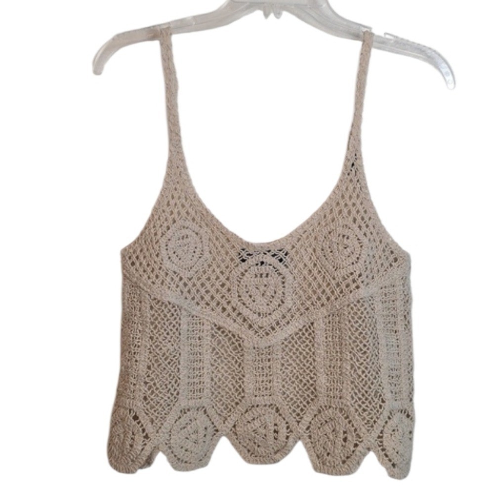 Piombo Crochet Knit Tank Top Medium Cut Out Boho Y2k