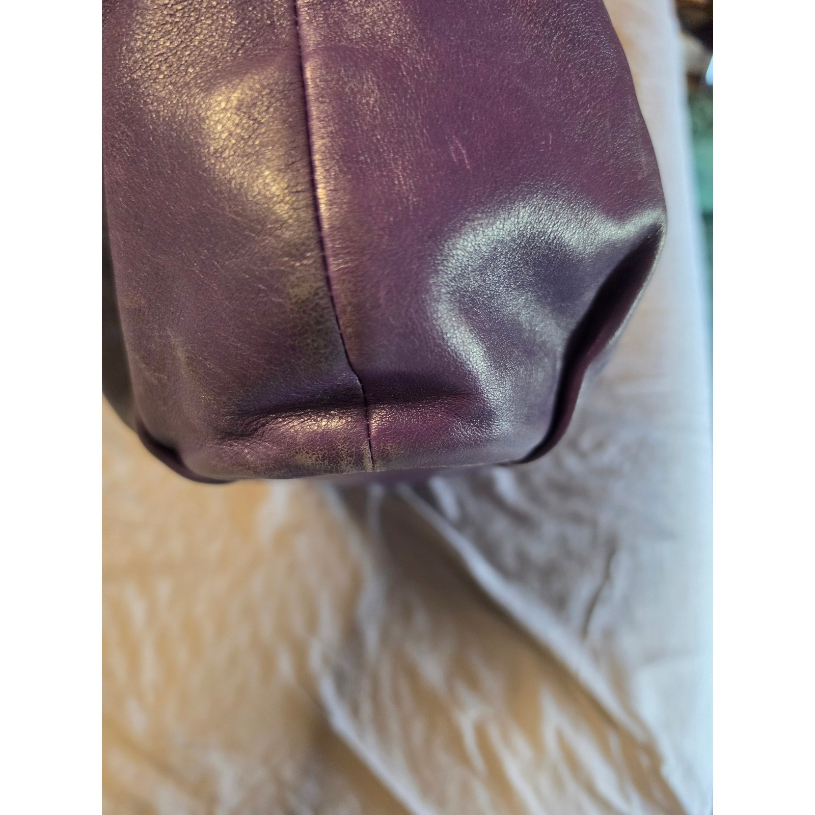 Coach Madison Sophia Purple Leather Satchel Shoulder Bag Gold Hardware 18609