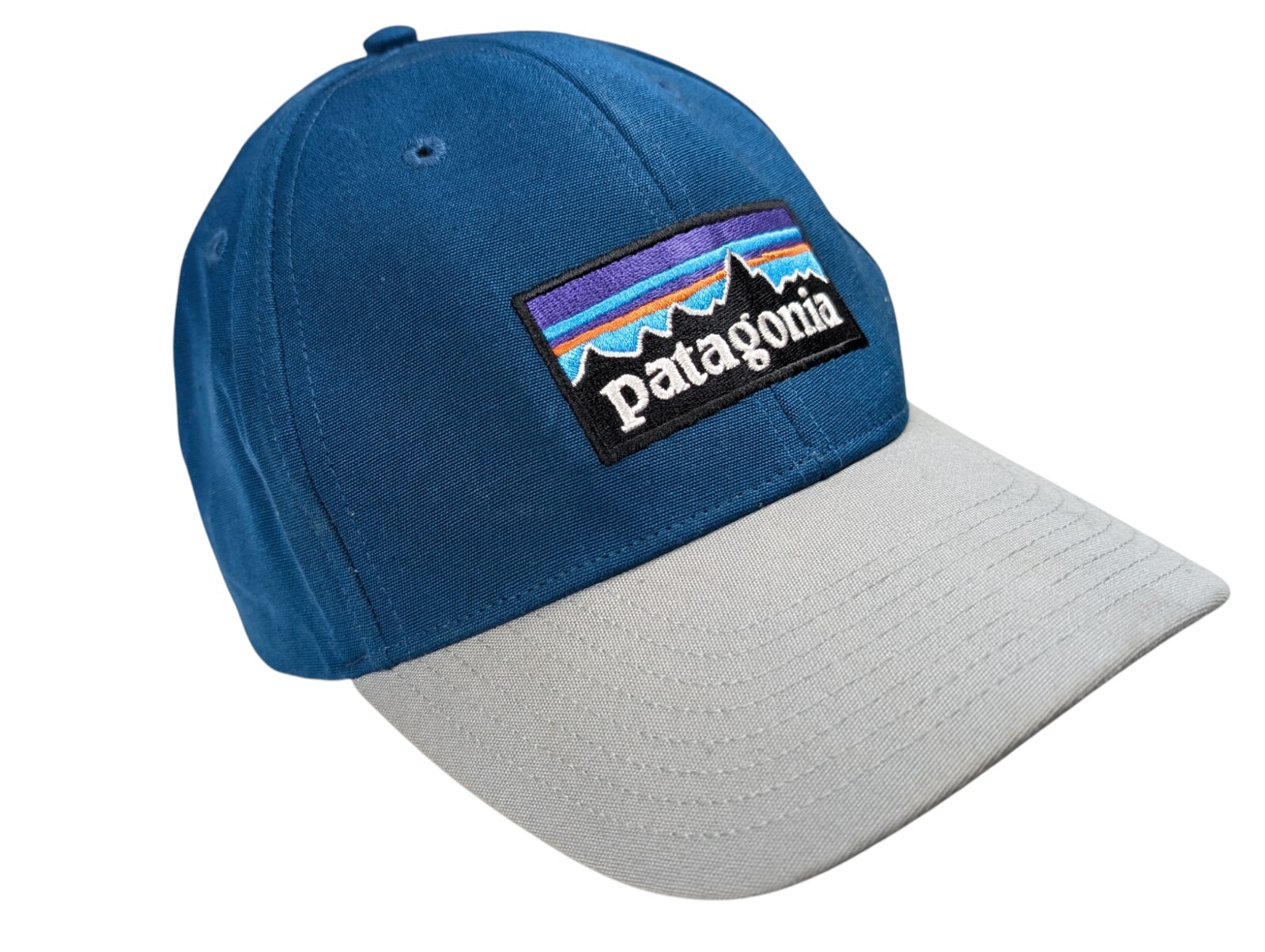 Patagonia P-6 Logo Roger That Hat Snapback OS Blue/Gray 6 Panel Coolmax Headband
