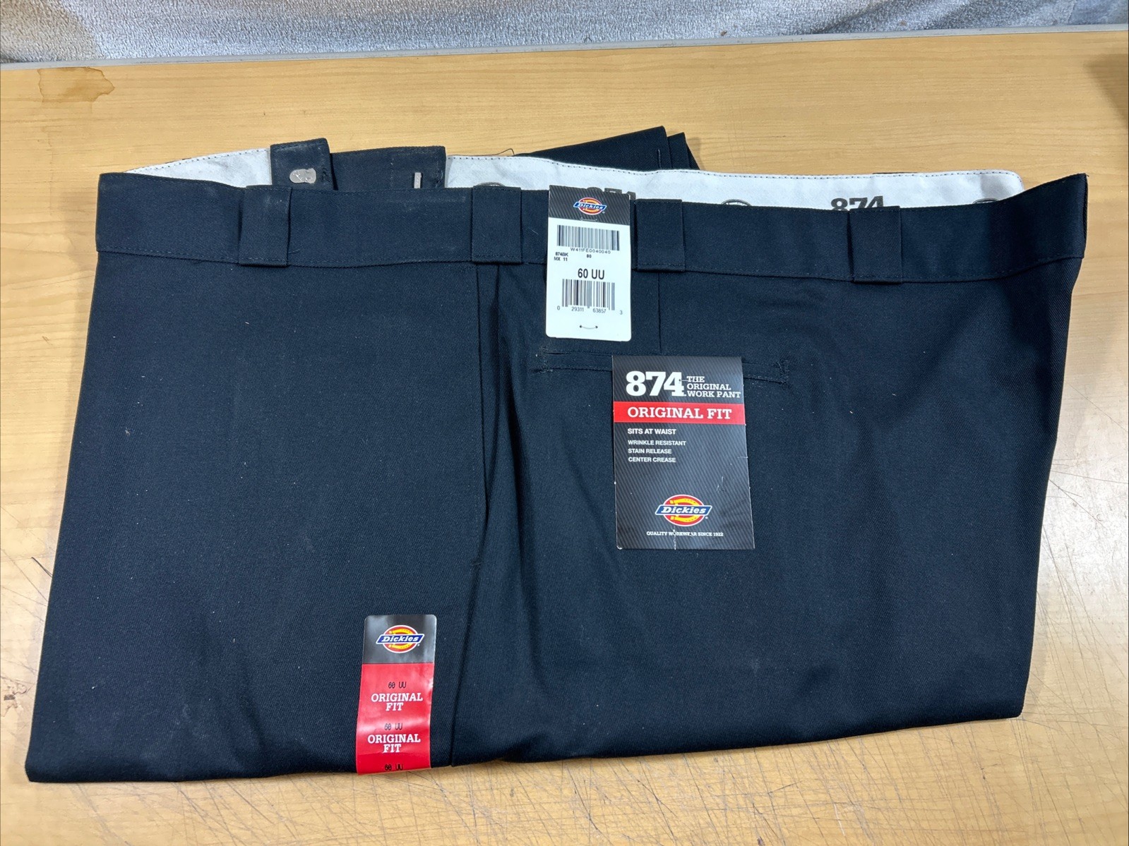Dickies 874 Original Fit Black Pants Size 60 UU (Unhemmed) (6511)
