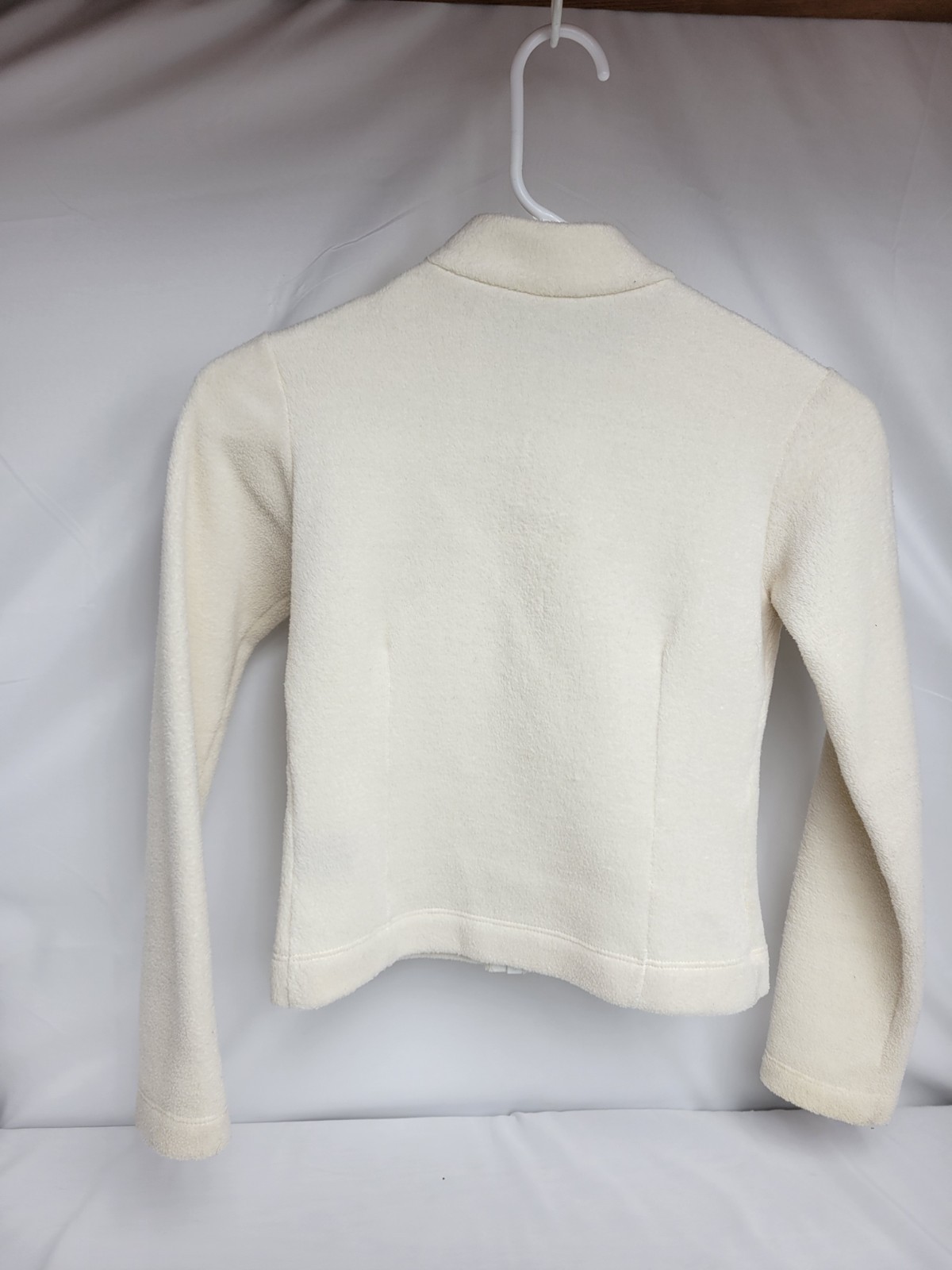 Figure skating Ivory Solid Mock Neck Full Zip Knit Cardigan Sweater girls Size S