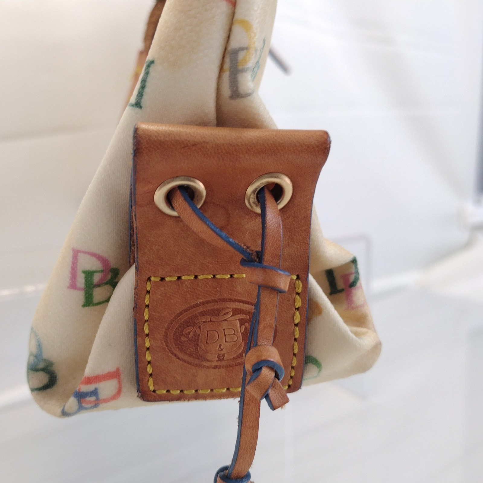 Y2K Vintage Dooney & Bourke Multi Color DB Rainbow Logo Tassel Satchel Purse