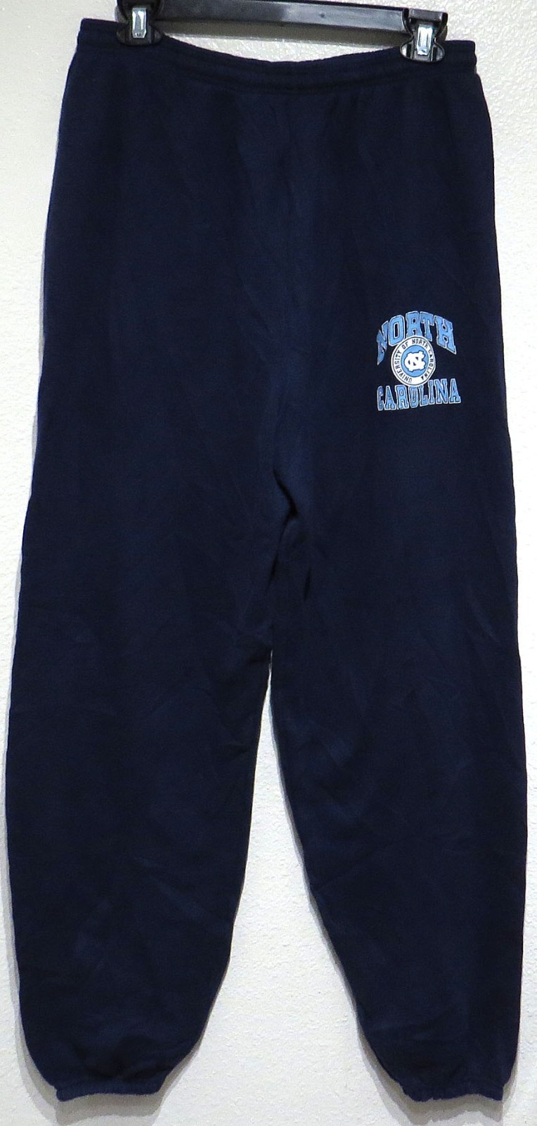 vtg UNC North Carolina SWEATPANTS LARGE 90s Tar Heels Navy Blue Soffe Made USA