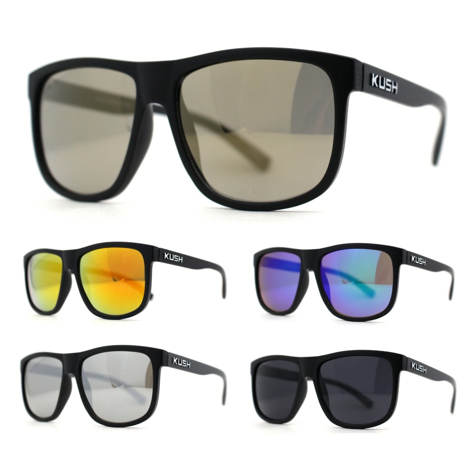 Mens Kush Classic Matte Black Frame Sport Horn Rim Sunglasses