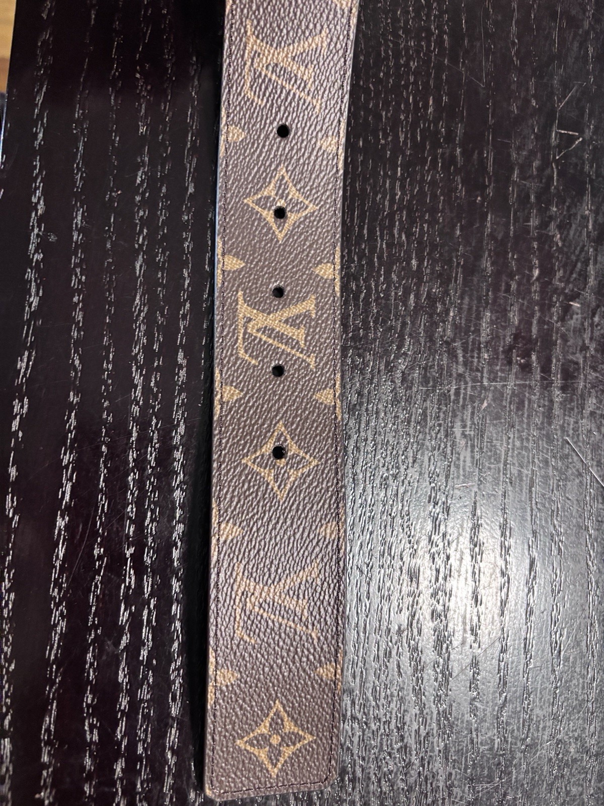 Authentic Louis Vuitton LV Initiales Monogram Canvas Belt Gold Buckle 28-30