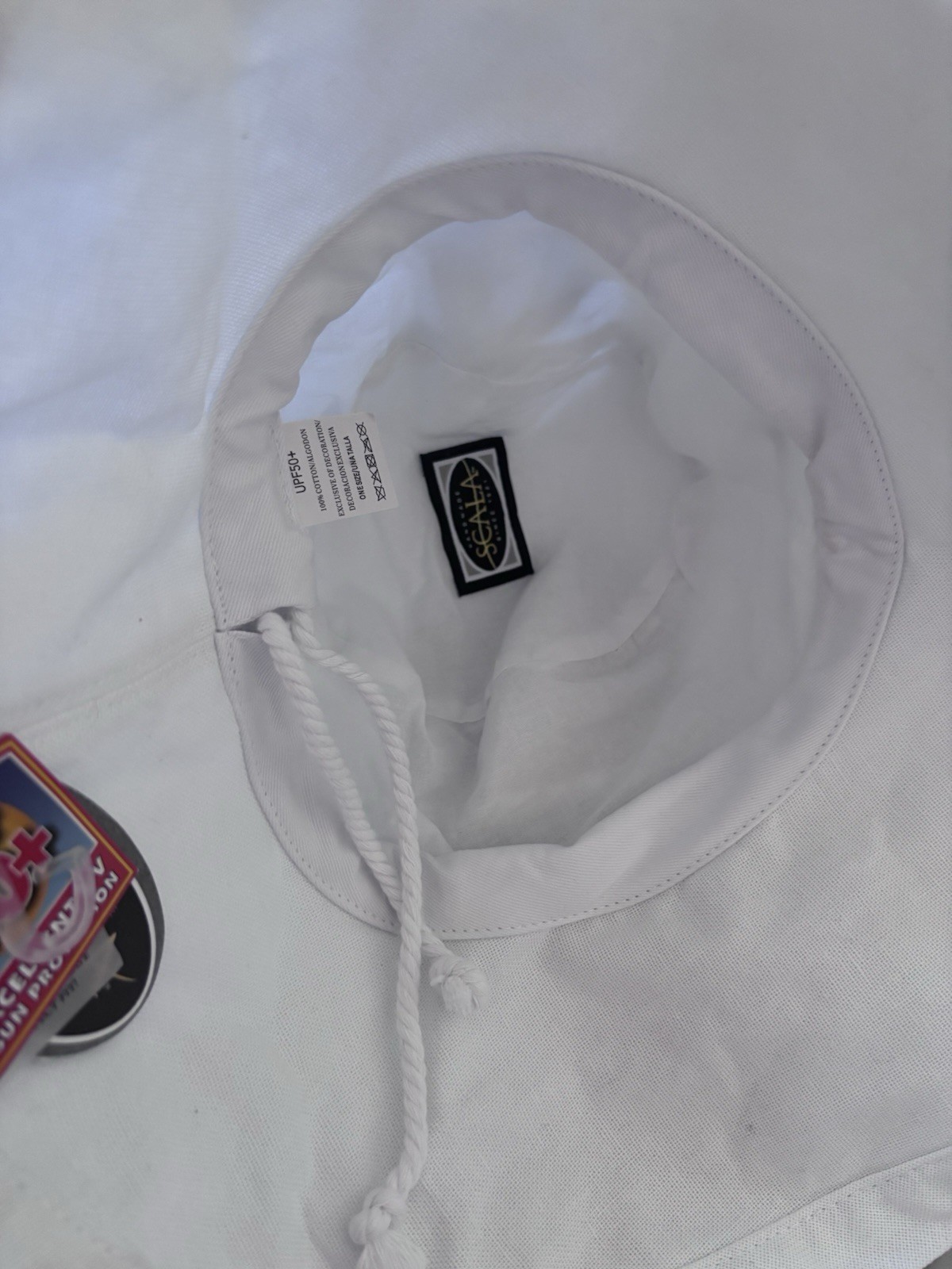 Scala White Bucket Hat One Size Adjustable UV Protection Outdoor Travel