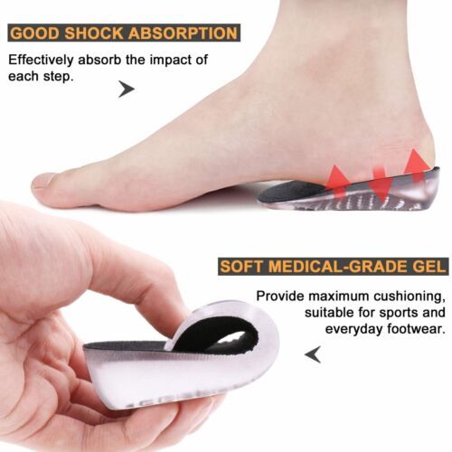 Gel Shoe Insole Invisible Height Increase Heel Lift Taller Insert Pad Silicone