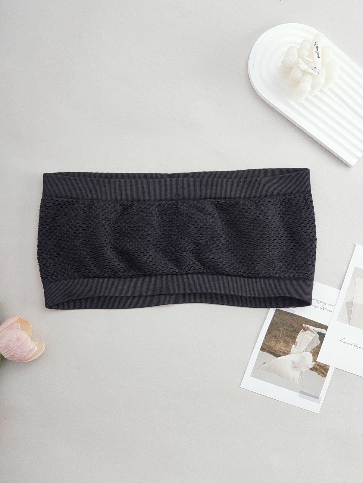 Strapless Bandeau Bra Breathable Mesh Wireless Push Up Anti Slip Tube Top Bra
