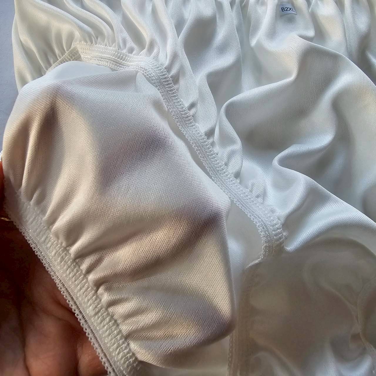 6 Plus Underwear Mid-Waist Panties Women Mens Briefs Nylon Silky Soft 2XL/White