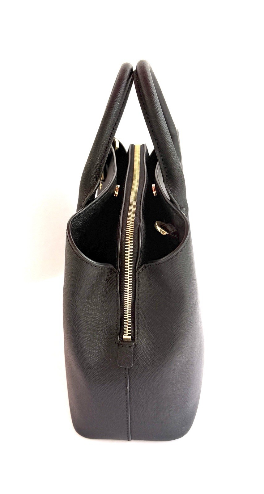 Michael Kors Susannah Black Saffiano Leather Top Handle Medium Handbag