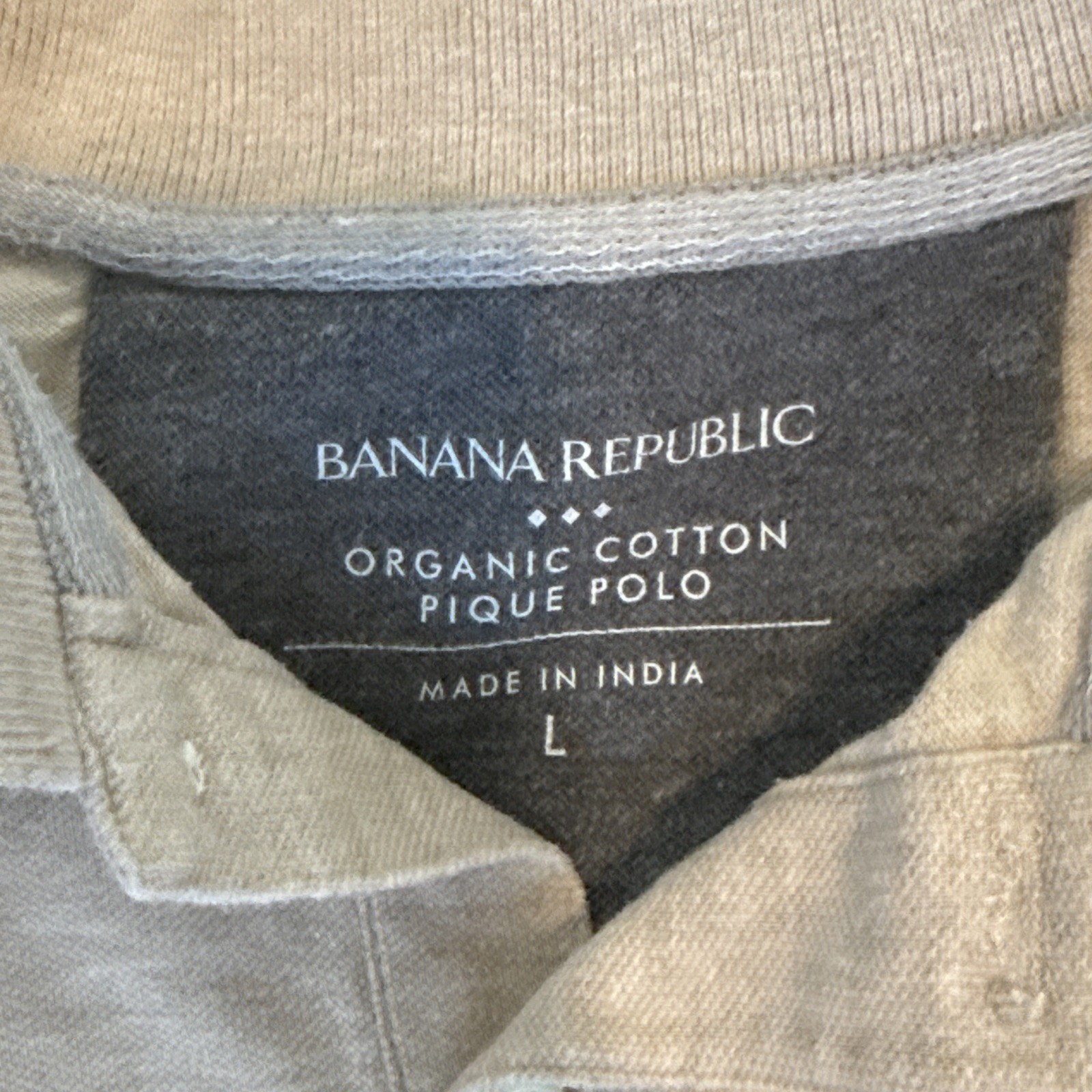 Banana Republic Polo Shirt Men’s Large Tan Pique Organic 100% Cotton Preppy