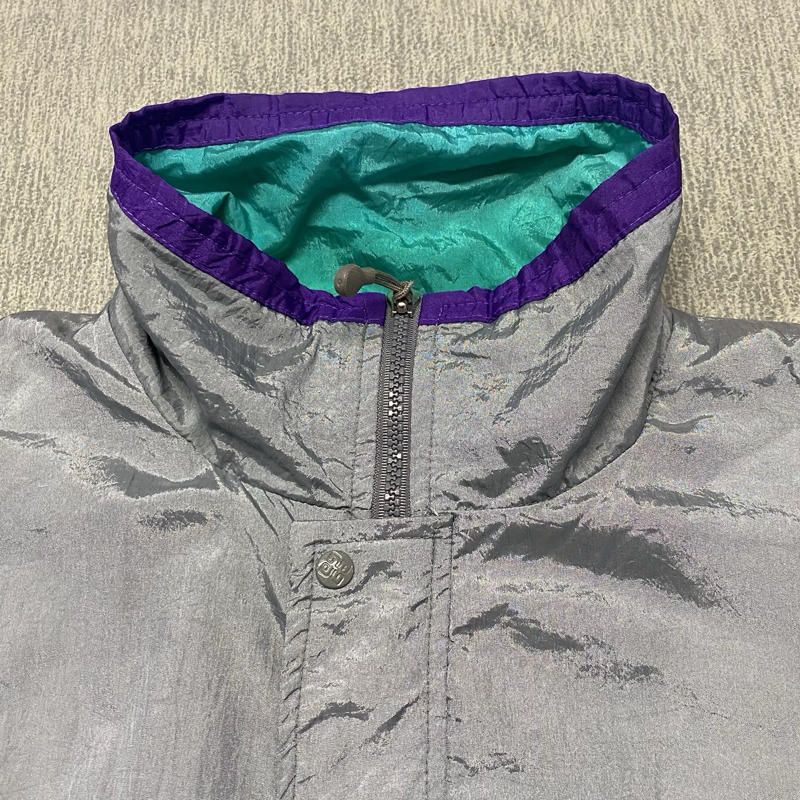 Vintage Givenchy Jacket Medium Gray Full Zip Track Windbreaker Activewear *FLAWS