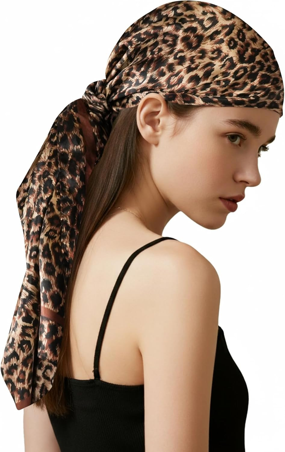 Bandanas for Women 35″ Square Silk-Like Satin Head Scarf with Gift Set (Box & Ca