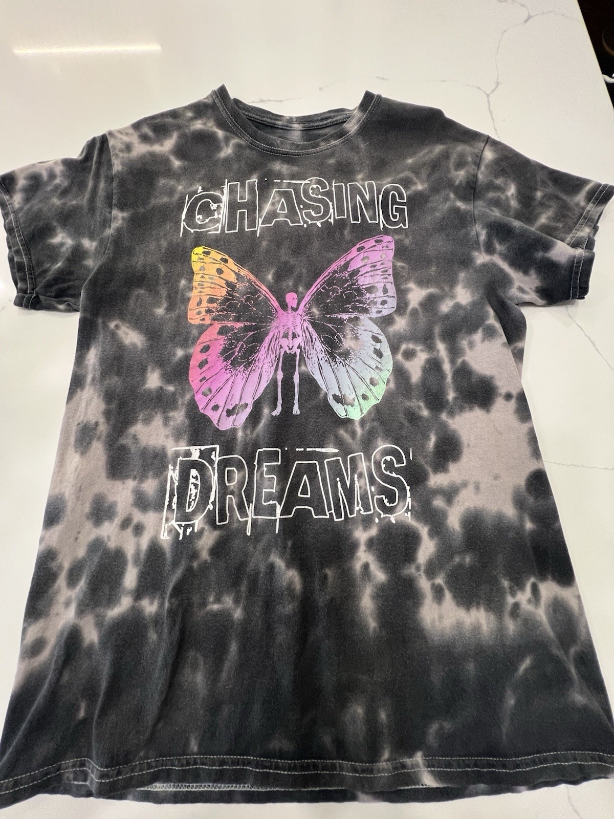 Chasing Dreams Chemistry T-Shirt Sz Medium Skeleton Butterfly Tie-Dye Rock Tee