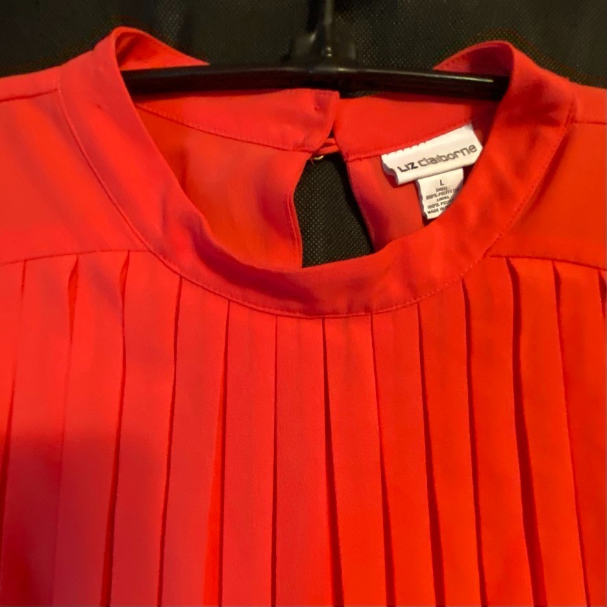 Liz Claiborne Coral-Colored Pleated Sleeveless Blouse Inner Lining Size L