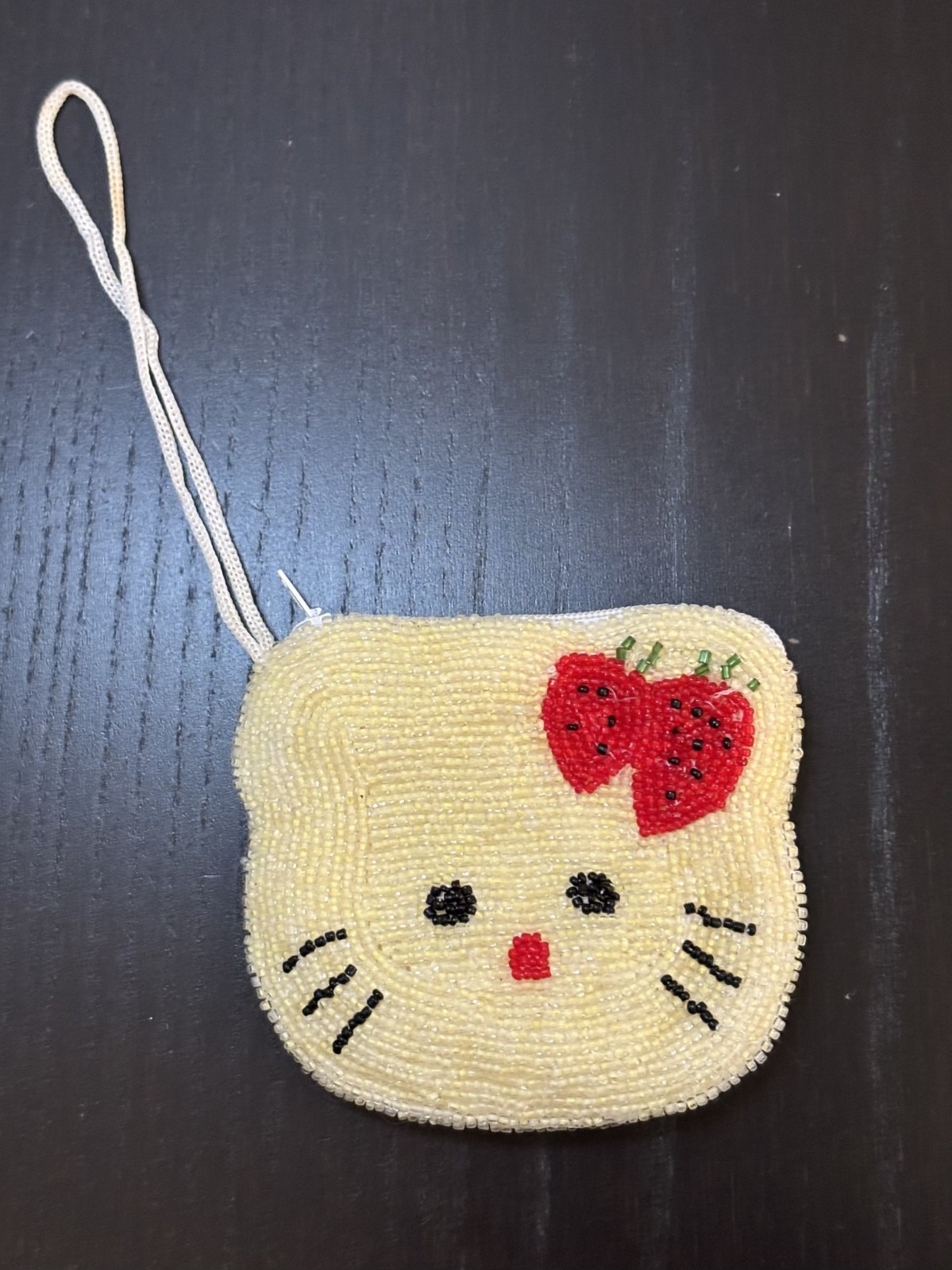 Yellow Beaded Hello Kitty Change Purse