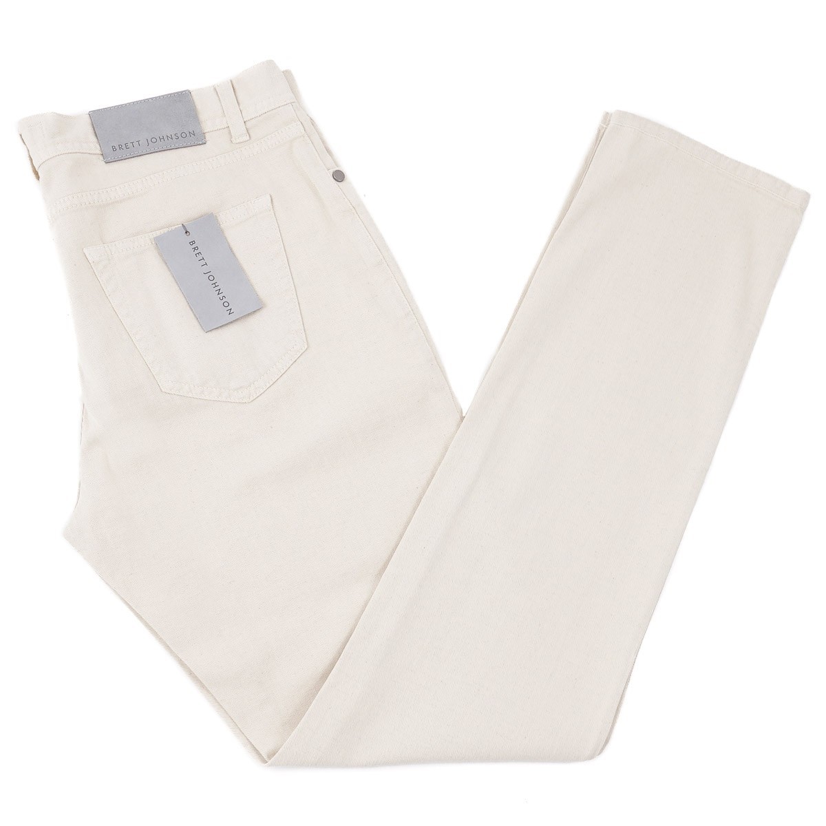 Brett Johnson Trim Straight Fit Natural Cream Cotton-Linen Denim Jeans 34 NWT