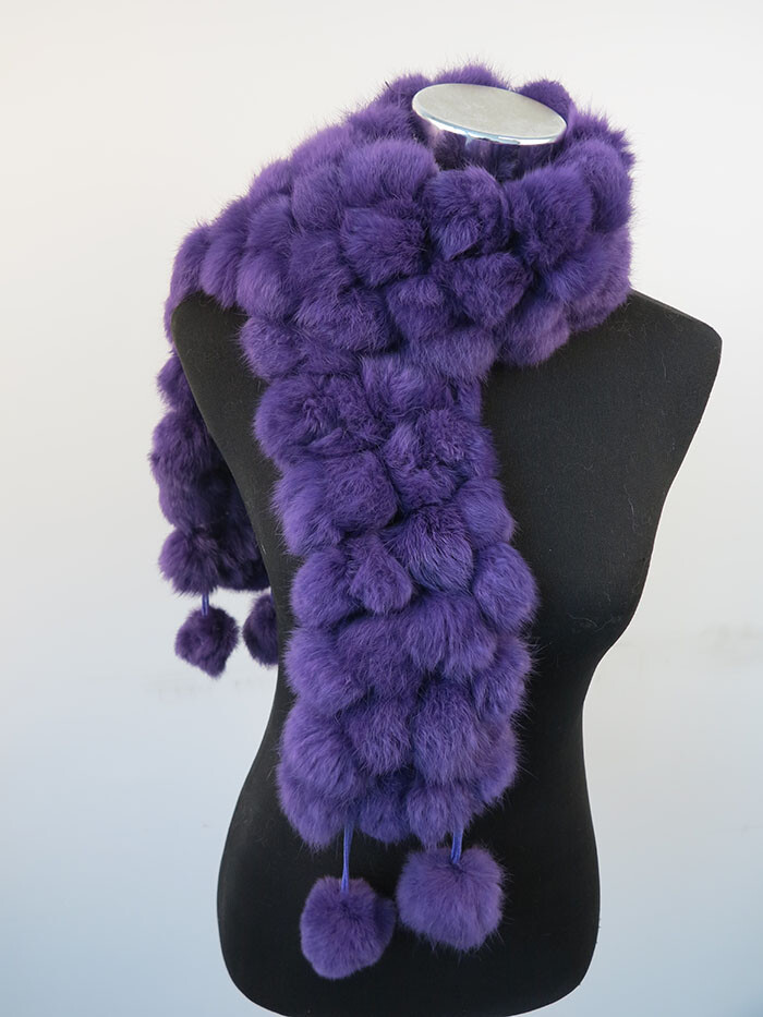 100% real rabbit fur pom poms scarf/ cape/ wrap 7 wonderful color available