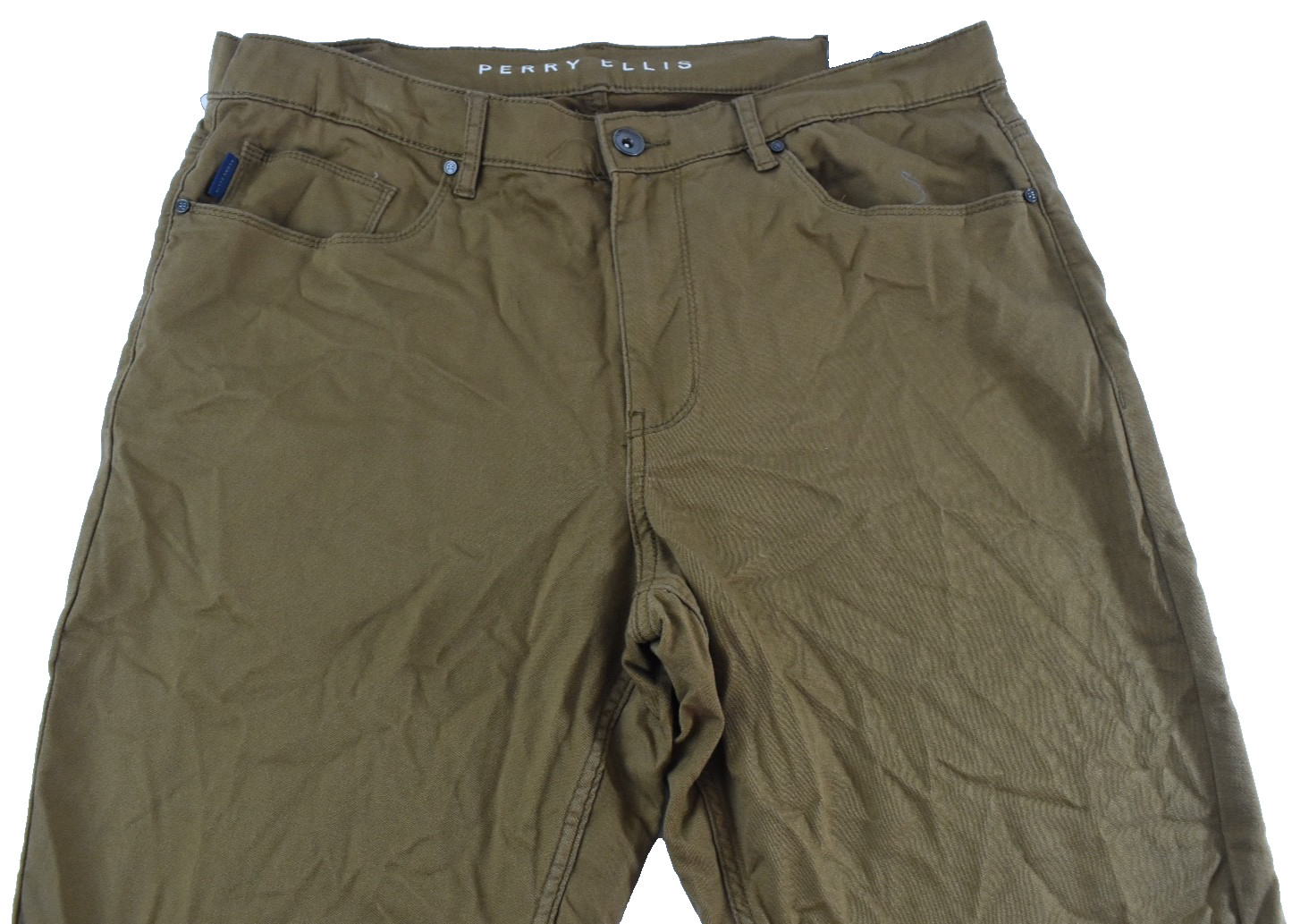 Perry Ellis Mens Chino Pants New 40X30 Brown Stretch 5 Pockets Slim Fit