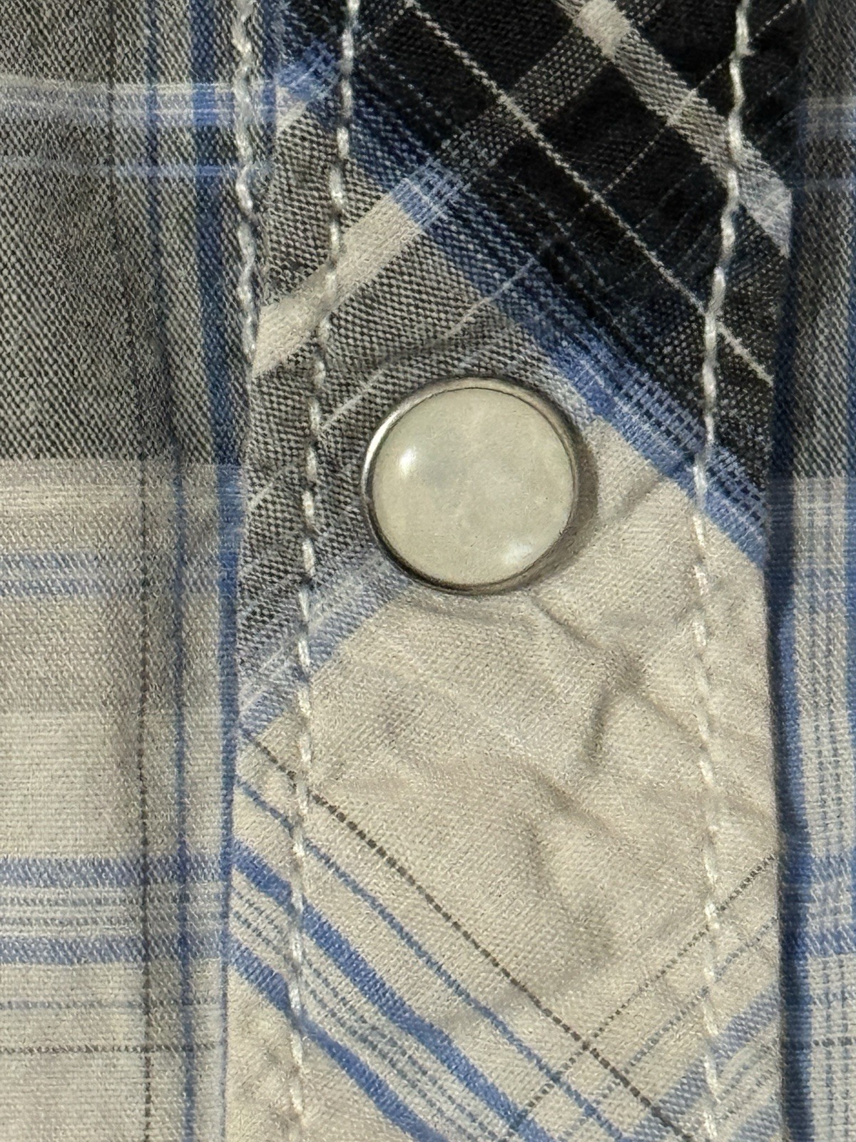 Supply Company USA Mens Gray Plaid Western Pearl Snap Collar Shirt M Cowboy