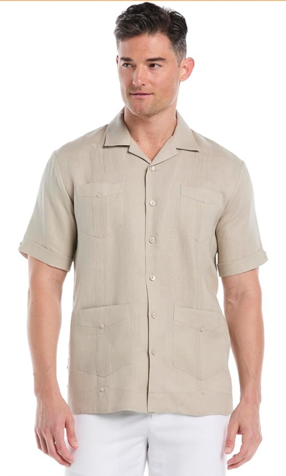 Cubavera Men Linen-Blend Short Sleeve Guayabera Shirt Lightweight Breathable XL