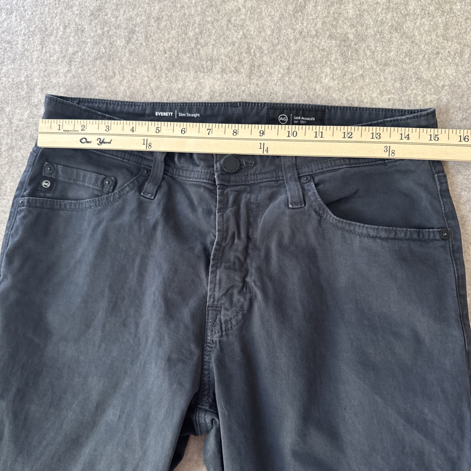 AG Adriano Goldschmied Everett Slim Straight Pants Mens Actual 30×29 Black Twill