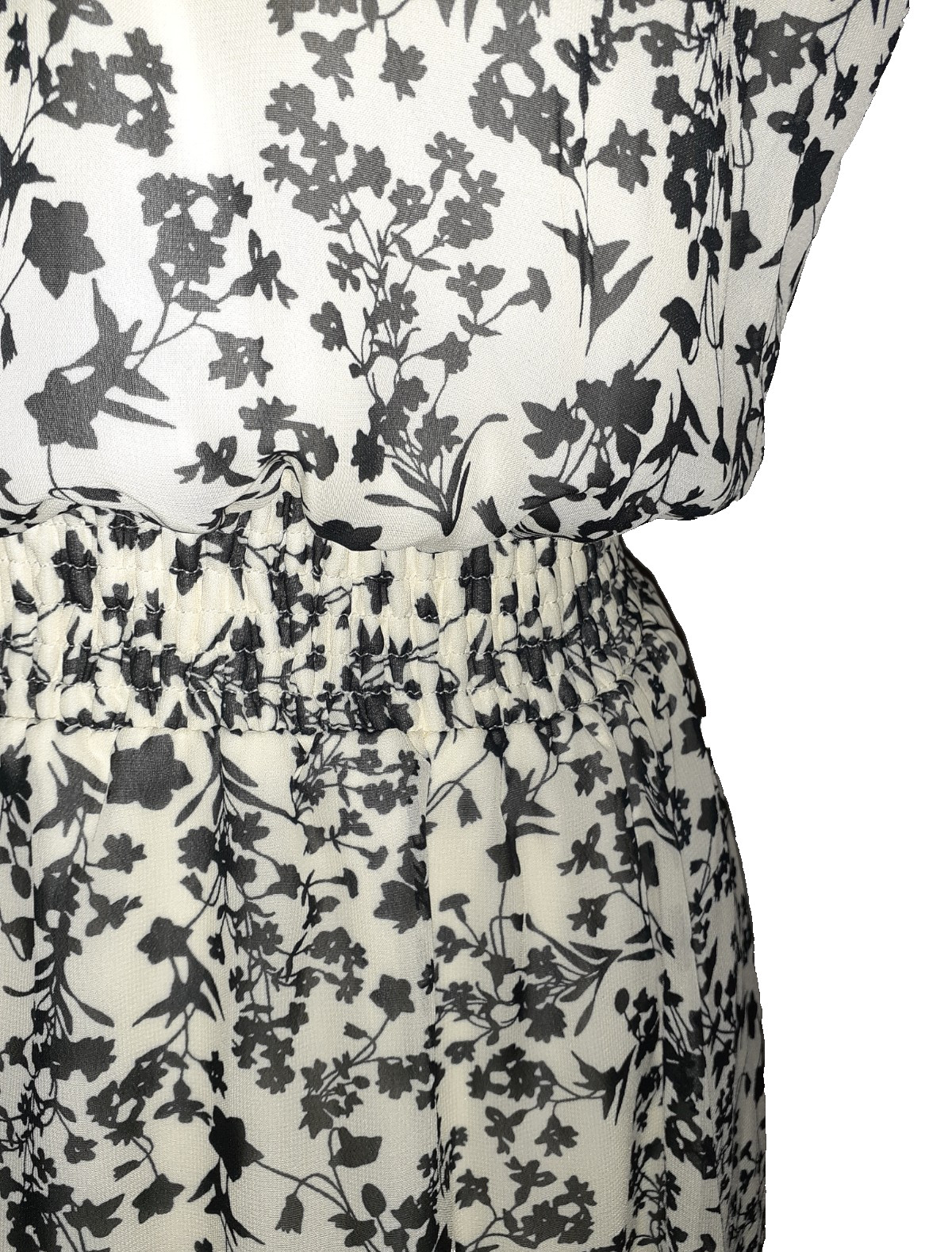 NEW LANE BRYANT Plus Size 14W A-Line Dress Ivory Black Floral Sleeveless Midi