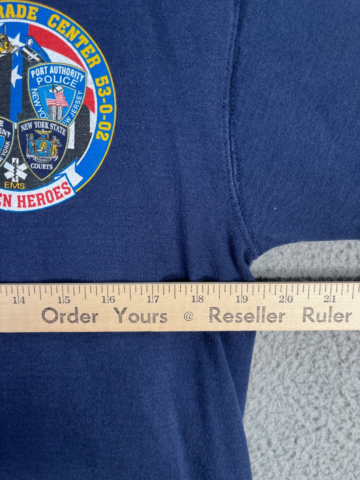 Vintage 9/11 Memorial Shirt Mens Large Blue NYPD FDNY PAPD United We Stand USA