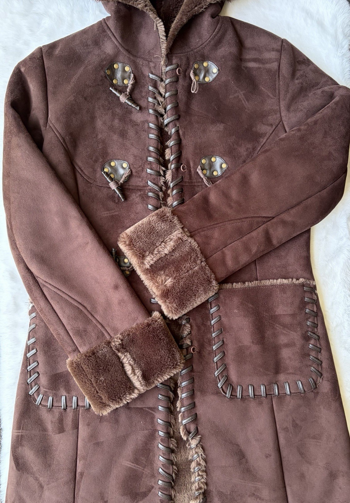 Via Spiga Y2K Faux Shearling Toggle Coat