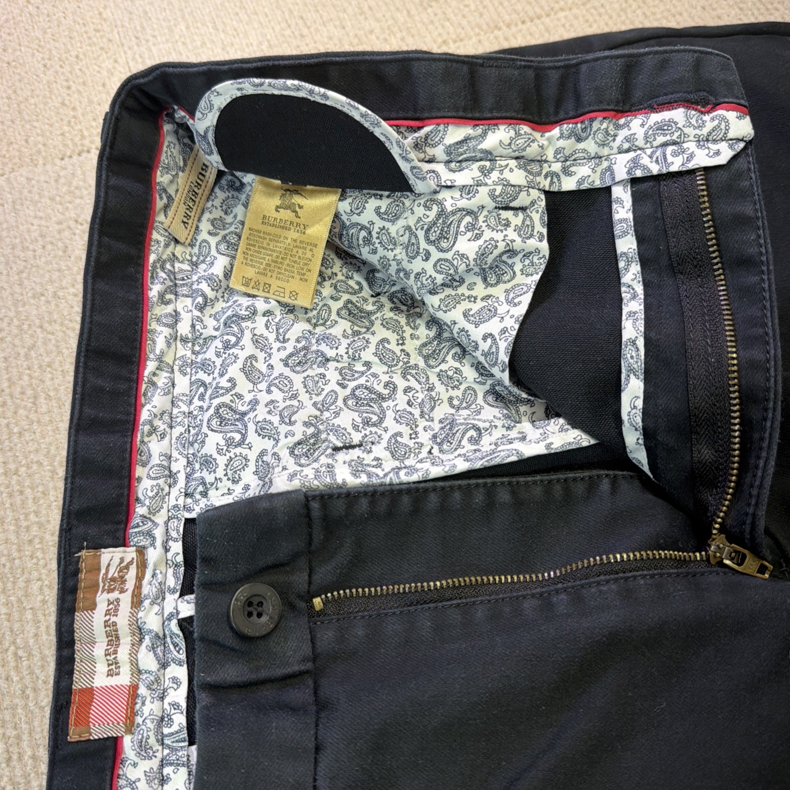 Burberry London Pants Mens 34 Fits Like 32×30 Blue Cotton Chino Straight Casual