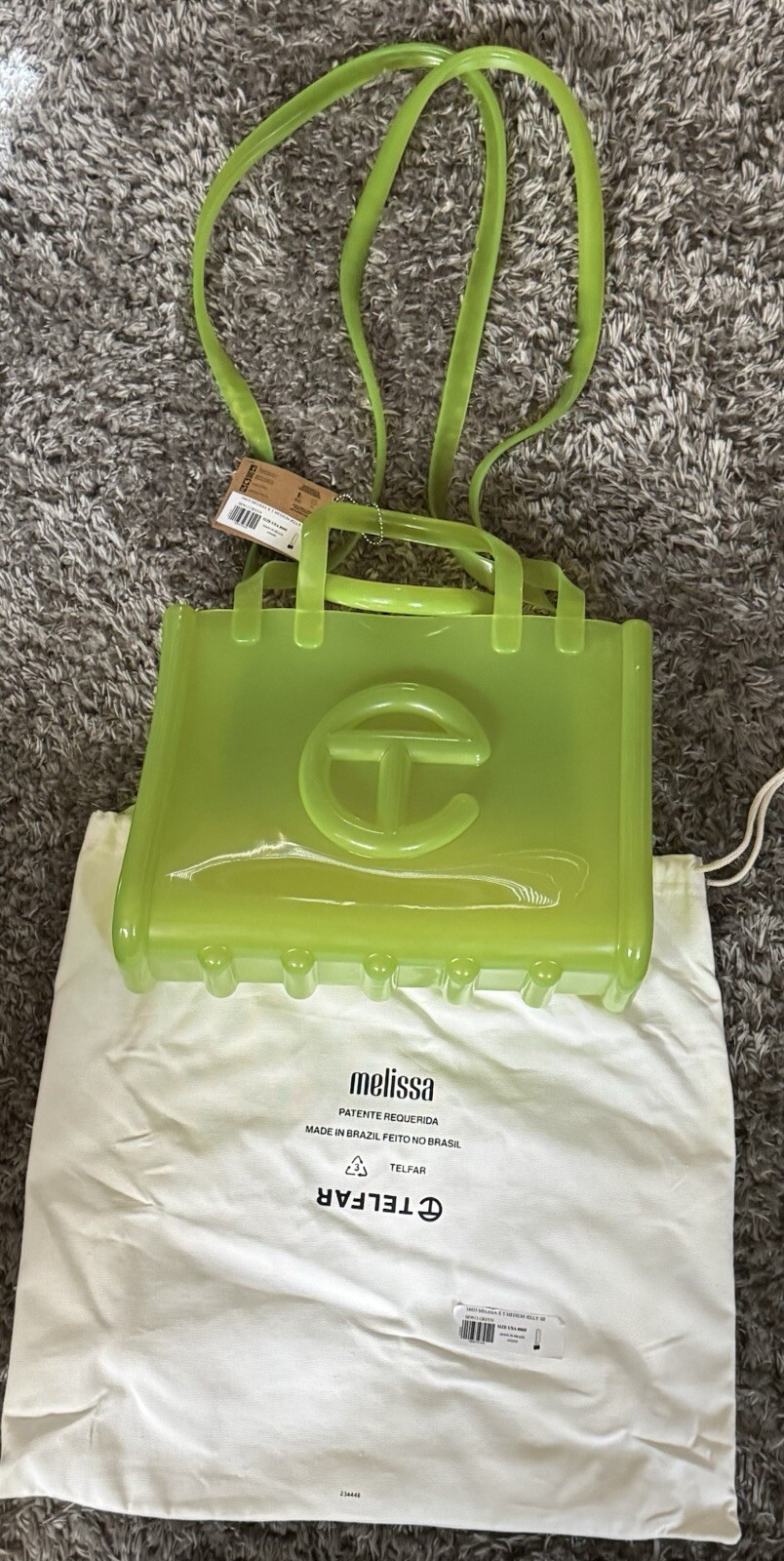 New W/ Tags Melissa X Telfar ‘Medium’ Jelly Shopper – Clear Green