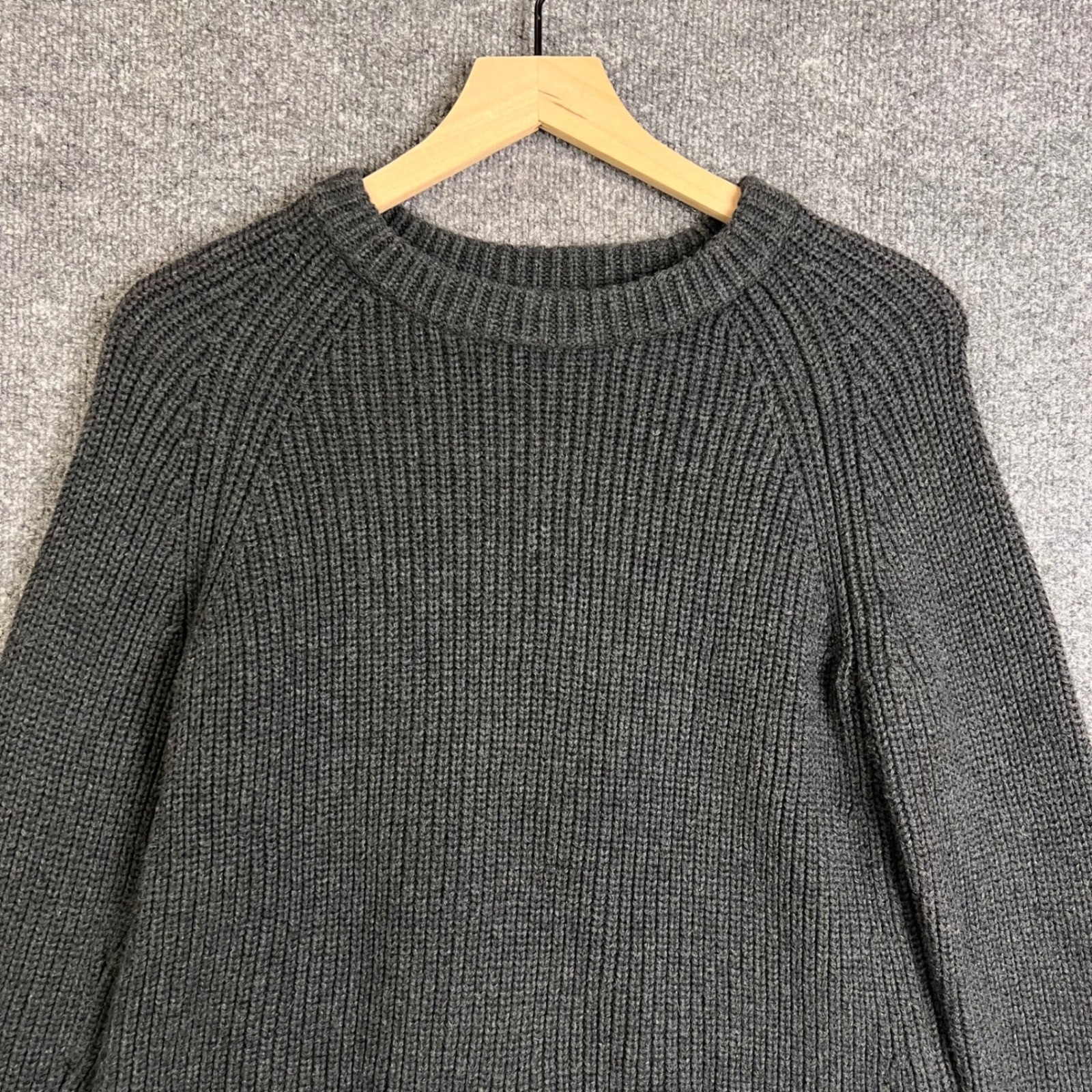 Quince Shaker Stitch Sweater Womens M Gray Excellent Organic Cotton Raglan Crew