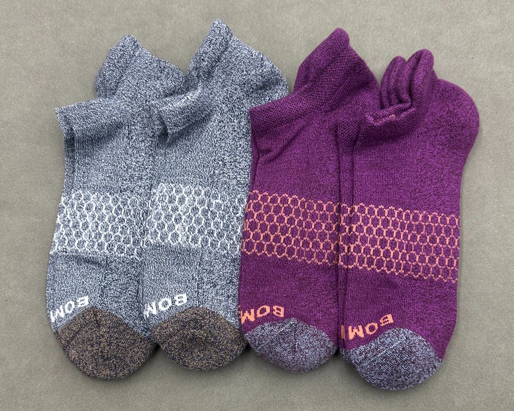 4 Pairs Women’s Honeycomb Marl Ankle Socks Size Large 2 Colors Mix BOMBAS