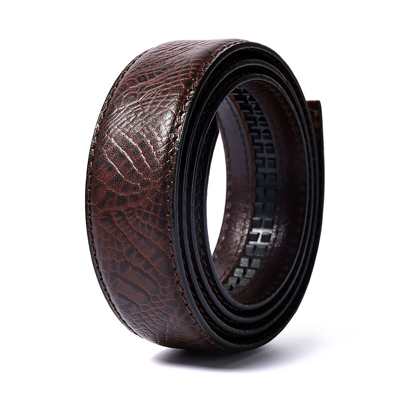 Cowhide Genuine Real Leather Automatic Ratchet Belt Strap No Buckle Waistband