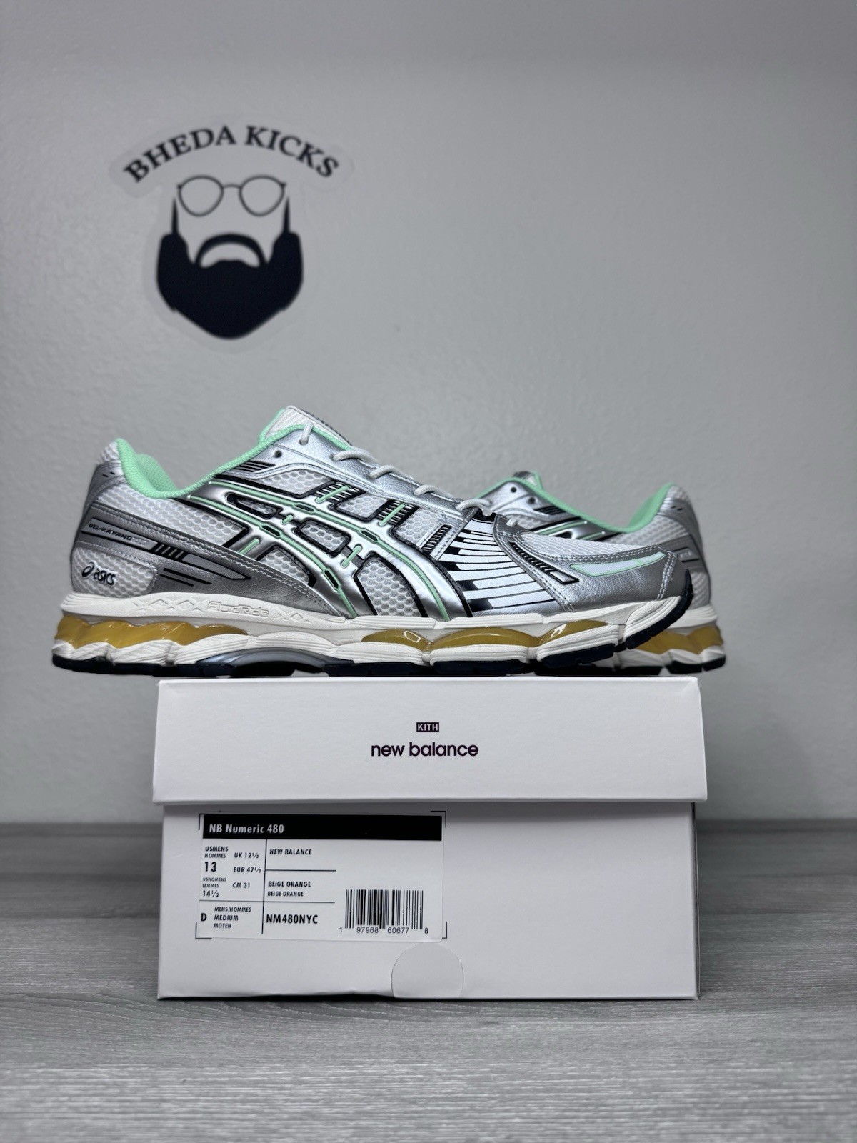 Size 13 – ASICS Gel-Kayano 12.1 Silver Green Orange 1203A827-100 Men Worn Once