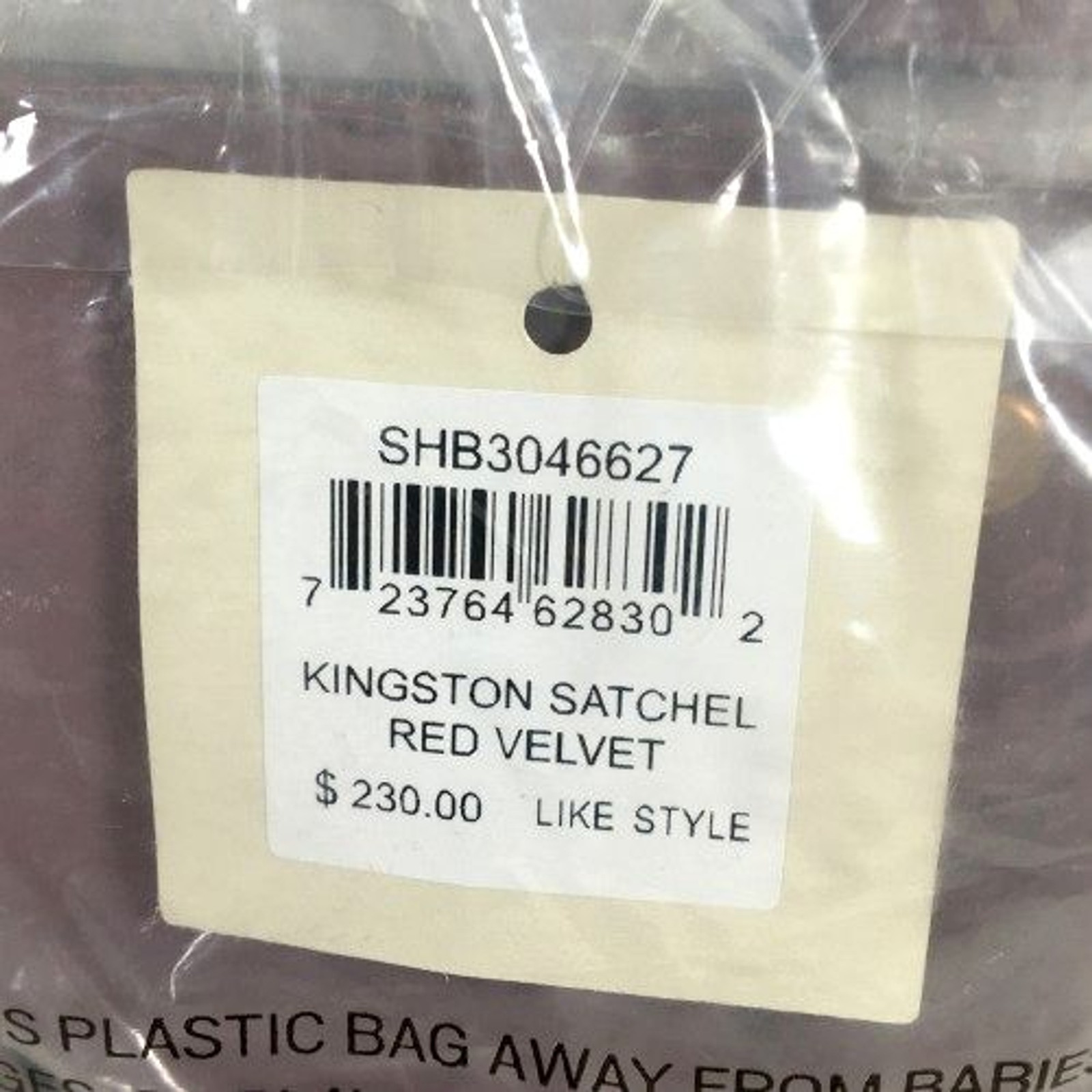Fossil Kingston Satchel Crossbody Dark Red Velvet Leather SHB3046627 NWT $230